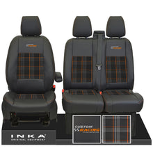 Load image into Gallery viewer, Ford Transit Custom MK1 Custom Racing Front 1+2 INKA Tartan Tailored Seat Covers Black MY-12-23 (Choice of 7 Colours)
