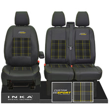 Load image into Gallery viewer, Ford Transit Custom MK1 Custom Sport Front 1+2 INKA Tartan Tailored Seat Covers Black MY-12-23 (Choice of 7 Colours)
