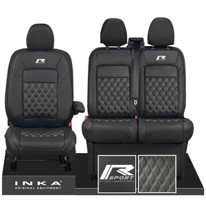 All New Ford Transit Custom MK2 R-SPORT Front 1+2 INKA Bentley Leatherette Tailored Seat Covers Black MY-2024 (Choice of 7 Colours)