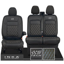 Load image into Gallery viewer, All New Ford Transit Custom MK2 S-TECH Front 1+2 INKA Bentley Leatherette Tailored Seat Covers Black MY-2024 (Choice of 7 Colours)
