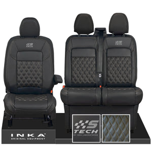 All New Ford Transit Custom MK2 S-TECH Front 1+2 INKA Bentley Leatherette Tailored Seat Covers Black MY-2024 (Choice of 7 Colours)