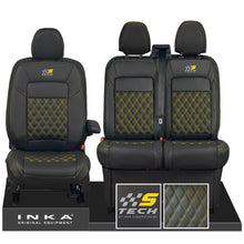 Load image into Gallery viewer, All New Ford Transit Custom MK2 S-TECH Front 1+2 INKA Bentley Leatherette Tailored Seat Covers Black MY-2024 (Choice of 7 Colours)
