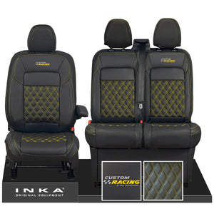 All New Ford Transit Custom MK2 CUSTOM RACING Front 1+2 INKA Bentley Leatherette Tailored Seat Covers Black MY-2024 (Choice of 7 Colours)