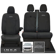 Load image into Gallery viewer, All New Ford Transit Custom INKA Front 1+2 Tailored Waterproof Seat Covers Set Black MK2 MY-2024 Onwards
