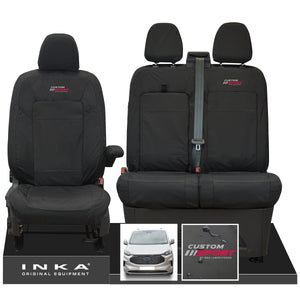 All New Ford Transit Custom INKA Front 1+2 Tailored Waterproof Seat Covers Set Black MK2 MY-2024 Onwards