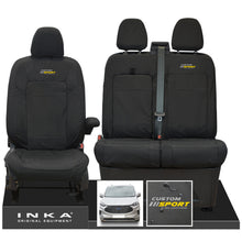 Load image into Gallery viewer, All New Ford Transit Custom INKA Front 1+2 Tailored Waterproof Seat Covers Set Black MK2 MY-2024 Onwards
