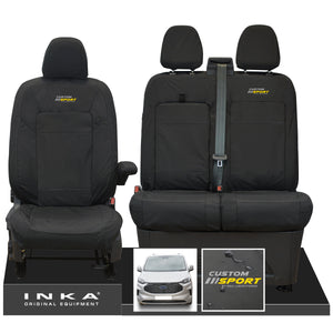All New Ford Transit Custom INKA Front 1+2 Tailored Waterproof Seat Covers Set Black MK2 MY-2024 Onwards