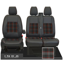 Load image into Gallery viewer, Ford Transit Custom 2012-2024 Inka Front 1+2 Tailored Leather Look Seat Covers in Tartan
