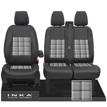 Load image into Gallery viewer, Ford Transit Custom 2012-2024 Inka Front 1+2 Tailored Leather Look Seat Covers in Tartan
