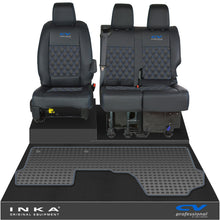 Load image into Gallery viewer, Vauxhall Vivaro MK3 Front 1+2 Bentley Diamond Quilt Leatherette Tailored Seat Covers &amp; Tailored Rubber Mat Black MY19 To Present (Choice of 7 Colours)

