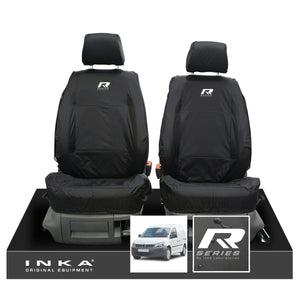 VW Caddy MK3 & MK4 INKA Front Set 1+1 Tailored Waterproof Seat Covers Black MY-2004-2019 [Choice of 7 Colours]