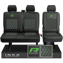 Load image into Gallery viewer, New VW Transporter T6.1, T6, T5.1 Rear 2+1 Bentley Diamond Quilt Tailored Leatherette Seat Covers Black Fits Panel Van &amp; Kombi
