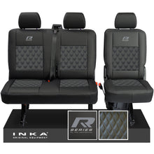 Load image into Gallery viewer, New VW Transporter T6.1, T6, T5.1 Rear 2+1 Bentley Diamond Quilt Tailored Leatherette Seat Covers Black Fits Panel Van &amp; Kombi
