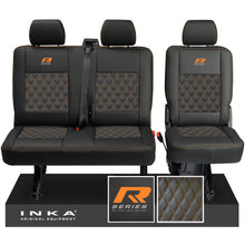 Load image into Gallery viewer, New VW Transporter T6.1, T6, T5.1 Rear 2+1 Bentley Diamond Quilt Tailored Leatherette Seat Covers Black Fits Panel Van &amp; Kombi
