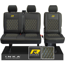 Load image into Gallery viewer, New VW Transporter T6.1, T6, T5.1 Rear 2+1 Bentley Diamond Quilt Tailored Leatherette Seat Covers Black Fits Panel Van &amp; Kombi
