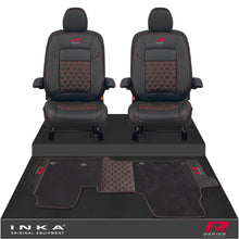 Load image into Gallery viewer, New VW Transporter T7 Panel Van INKA Front Bentley Leatherette Tailored Seat Covers &amp; Matching Tailored Floor Mat Black MY25 Onwards

