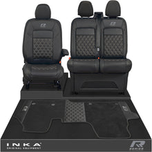 Load image into Gallery viewer, New VW Transporter T7 Panel Van INKA Front Bentley Leatherette Tailored Seat Covers &amp; Matching Tailored Floor Mat Black MY25 Onwards
