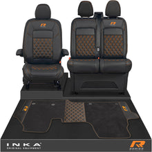 Load image into Gallery viewer, New VW Transporter T7 Panel Van INKA Front Bentley Leatherette Tailored Seat Covers &amp; Matching Tailored Floor Mat Black MY25 Onwards
