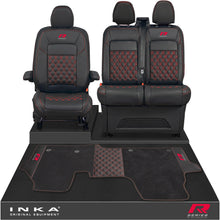 Load image into Gallery viewer, New VW Transporter T7 Panel Van INKA Front Bentley Leatherette Tailored Seat Covers &amp; Matching Tailored Floor Mat Black MY25 Onwards
