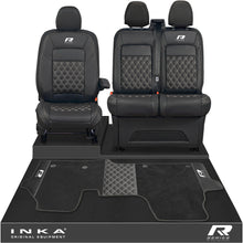 Load image into Gallery viewer, New VW Transporter T7 Panel Van INKA Front Bentley Leatherette Tailored Seat Covers &amp; Matching Tailored Floor Mat Black MY25 Onwards
