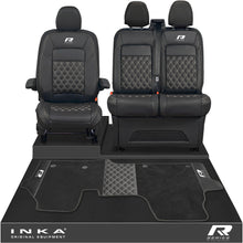 Load image into Gallery viewer, New VW Transporter T7 Panel Van INKA Front Bentley Leatherette Tailored Seat Covers &amp; Matching Tailored Floor Mat Black MY25 Onwards
