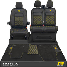 Load image into Gallery viewer, New VW Transporter T7 Panel Van INKA Front Bentley Leatherette Tailored Seat Covers &amp; Matching Tailored Floor Mat Black MY25 Onwards
