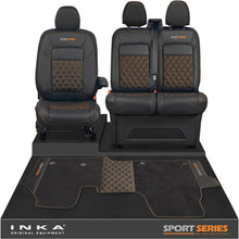 Load image into Gallery viewer, New VW Transporter T7 Panel Van INKA Front Bentley Leatherette Tailored Seat Covers &amp; Matching Tailored Floor Mat Black MY25 Onwards
