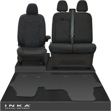 Load image into Gallery viewer, New VW Transporter T7 Panel Van INKA Front Set Tailored Waterproof Seat Covers &amp; Tailored Rubber Mat Black MY25 Onwards
