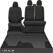 Load image into Gallery viewer, New VW Transporter T7 Panel Van INKA Front Set Tailored Waterproof Seat Covers &amp; Tailored Rubber Mat Black MY25 Onwards
