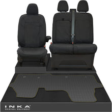 Load image into Gallery viewer, New VW Transporter T7 Panel Van INKA Front Set Tailored Waterproof Seat Covers &amp; Tailored Rubber Mat Black MY25 Onwards
