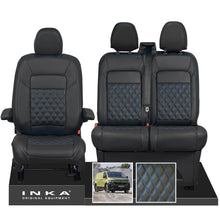 Load image into Gallery viewer, New VW Transporter T7 Panel Van INKA Front Bentley Leatherette Tailored Seat Cover Set Black MY25 Onwards
