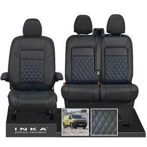 New VW Transporter T7 Panel Van INKA Front Bentley Leatherette Tailored Seat Cover Set Black MY25 Onwards