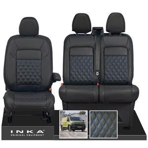 New VW Transporter T7 Panel Van INKA Front Bentley Leatherette Tailored Seat Cover Set Black MY25 Onwards