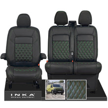 Load image into Gallery viewer, New VW Transporter T7 Panel Van INKA Front Bentley Leatherette Tailored Seat Cover Set Black MY25 Onwards
