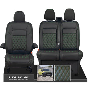 New VW Transporter T7 Panel Van INKA Front Bentley Leatherette Tailored Seat Cover Set Black MY25 Onwards