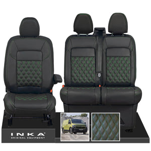 New VW Transporter T7 Panel Van INKA Front Bentley Leatherette Tailored Seat Cover Set Black MY25 Onwards