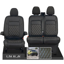 Load image into Gallery viewer, New VW Transporter T7 Panel Van INKA Front Bentley Leatherette Tailored Seat Cover Set Black MY25 Onwards
