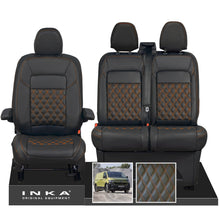 Load image into Gallery viewer, New VW Transporter T7 Panel Van INKA Front Bentley Leatherette Tailored Seat Cover Set Black MY25 Onwards
