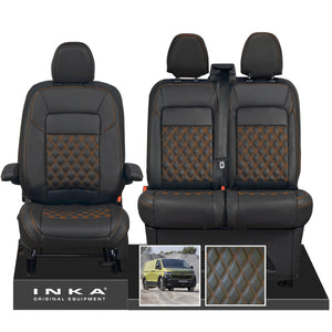 New VW Transporter T7 Panel Van INKA Front Bentley Leatherette Tailored Seat Cover Set Black MY25 Onwards