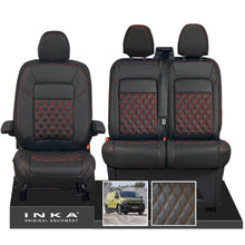 Load image into Gallery viewer, New VW Transporter T7 Panel Van INKA Front Bentley Leatherette Tailored Seat Cover Set Black MY25 Onwards
