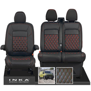 New VW Transporter T7 Panel Van INKA Front Bentley Leatherette Tailored Seat Cover Set Black MY25 Onwards