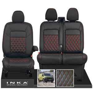 New VW Transporter T7 Panel Van INKA Front Bentley Leatherette Tailored Seat Cover Set Black MY25 Onwards