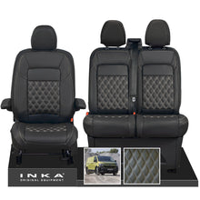 Load image into Gallery viewer, New VW Transporter T7 Panel Van INKA Front Bentley Leatherette Tailored Seat Cover Set Black MY25 Onwards
