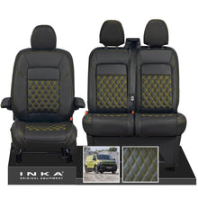 Load image into Gallery viewer, New VW Transporter T7 Panel Van INKA Front Bentley Leatherette Tailored Seat Cover Set Black MY25 Onwards
