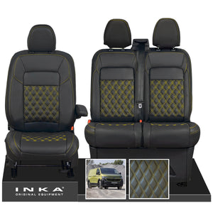 New VW Transporter T7 Panel Van INKA Front Bentley Leatherette Tailored Seat Cover Set Black MY25 Onwards