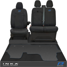 Load image into Gallery viewer, New VW Transporter T7 Panel Van INKA Front Set Tailored Waterproof Seat Covers &amp; Tailored Rubber Mat Black MY25 Onwards
