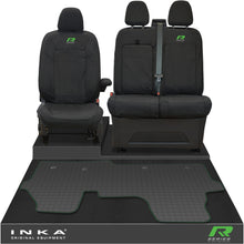 Load image into Gallery viewer, New VW Transporter T7 Panel Van INKA Front Set Tailored Waterproof Seat Covers &amp; Tailored Rubber Mat Black MY25 Onwards
