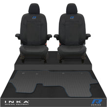 Load image into Gallery viewer, New VW Transporter T7 Panel Van INKA Front Set Tailored Waterproof Seat Covers &amp; Tailored Rubber Mat Black MY25 Onwards
