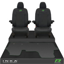 Load image into Gallery viewer, New VW Transporter T7 Panel Van INKA Front Set Tailored Waterproof Seat Covers &amp; Tailored Rubber Mat Black MY25 Onwards
