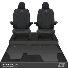 Load image into Gallery viewer, New VW Transporter T7 Panel Van INKA Front Set Tailored Waterproof Seat Covers &amp; Tailored Rubber Mat Black MY25 Onwards
